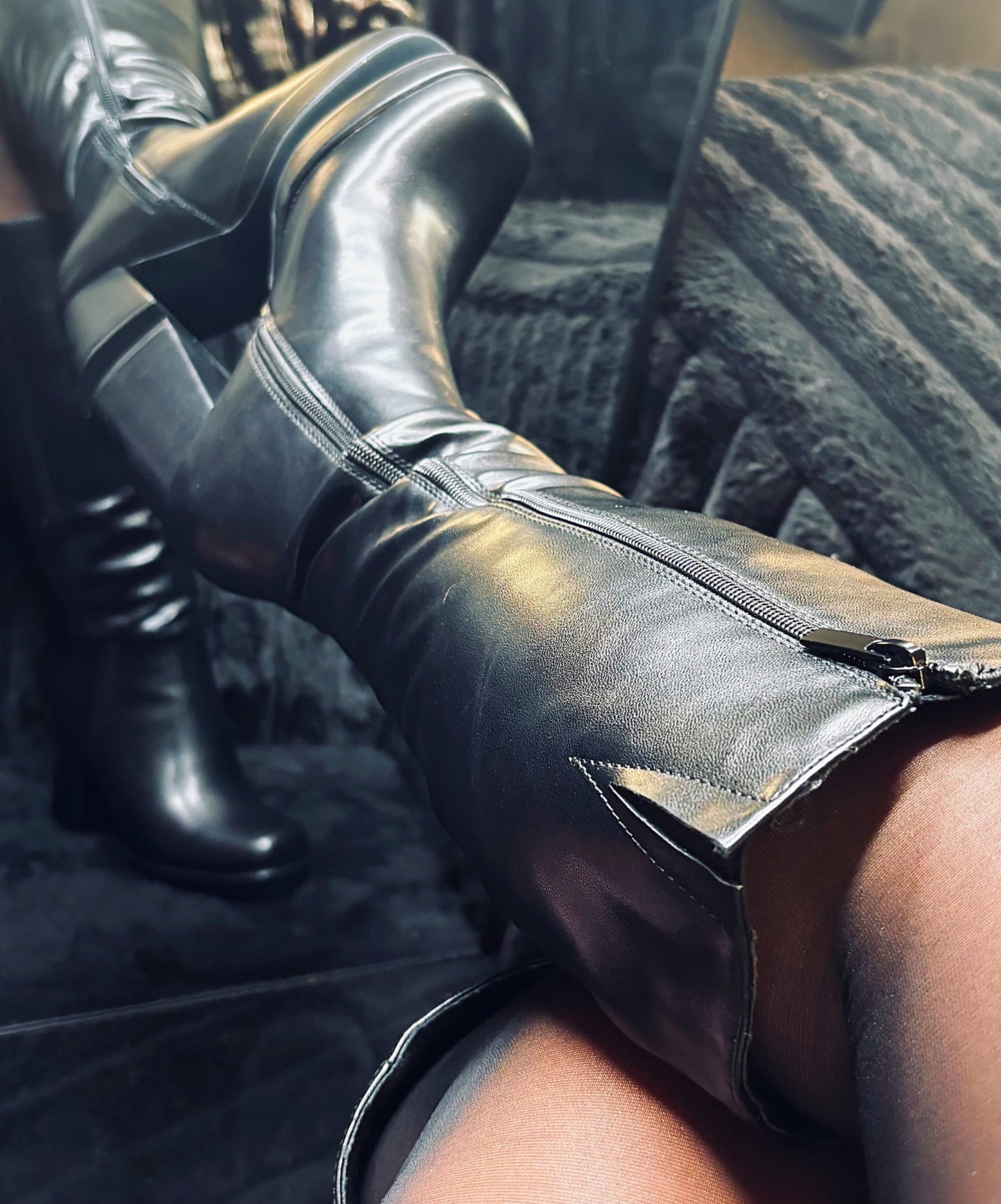 Black leather boots
